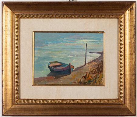 Giuseppe Castrovilli (Milano 1909 - 2003)  - Barca alla Darsena,  
