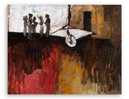 ALBERTO GIANQUINTO (1929-2003) - Interno con signori, 1959
