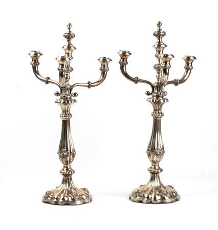  Coppia di candelabri austriaci in argento - Vienna, 1833