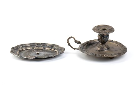  Vassoietto e bugia in argento - XIX secolo