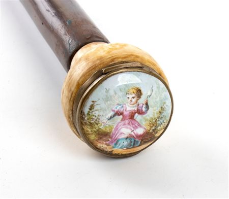  Antico bastone da passeggio con impugnatura in avorio  - Francia, XIX secolo 