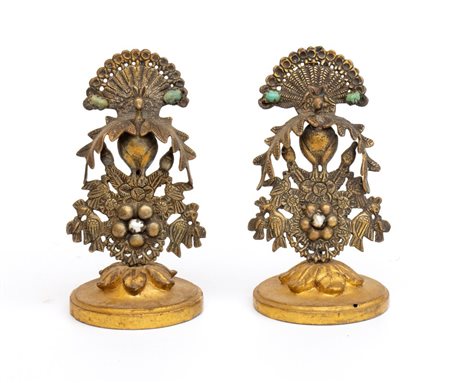  Coppia di composizioni in metallo - probabilmente India, XIX secolo