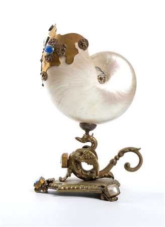  Nautilus montato su base in ottone - Europa, XIX secolo