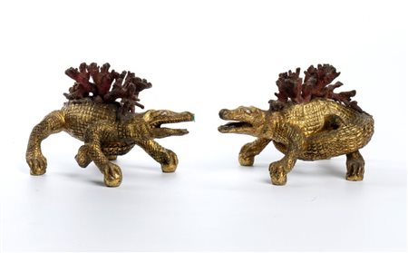  Coppia di sculture zoomorfe - Italia meridionale, fine XIX – inizi XX secolo