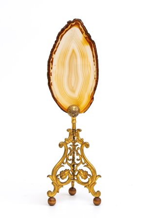 Fetta di agata su base metallo - Francia o in Italia, seconda metà del XIX secolo