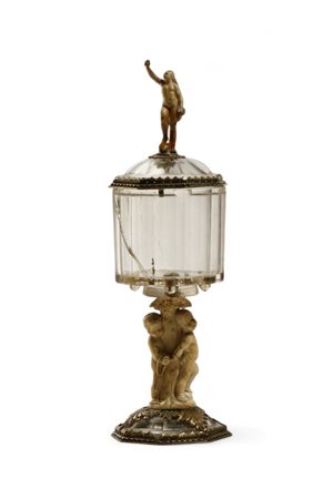  Coppa in cristallo di rocca, avorio e argento dorato - Italia, XVII – XVIII secolo