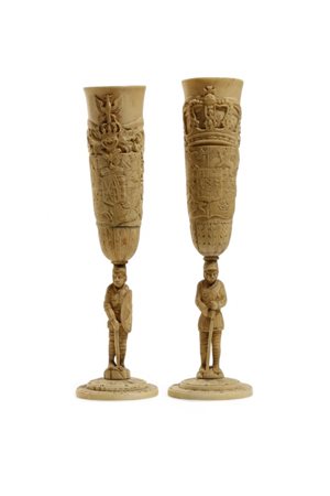 Coppia di calici in avorio - Europa, XIX secolo