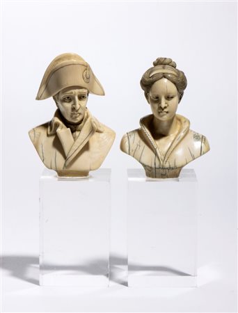 ARNALDO GIANNELLI Coppia sculture avorio - Volterra, 1930-1940