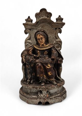  Scultura lignea con inserti in avorio - Indo Portoghese, fine XVII - inizio XVIII secolo