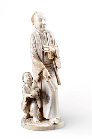  Okimono in avorio - Giappone, periodo Meiji, 1868-1912