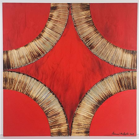 Bernard Aubertin, "Dessin de Feu sur Table Rouge" 
