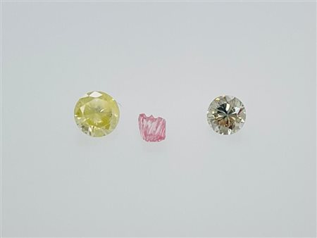 3 DIAMANTI NATURAL POLISHED 0,5 NATURAL FANCY ROSA+GIALLO+MARRONE VERDE NTENSI -VS2-SI2 -F20303-9
