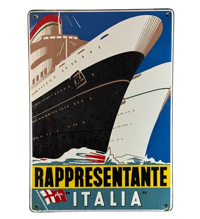 Insegna smaltata originale di (rappresentanza italiana), prodotta dalla...