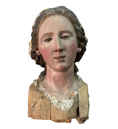 Scultura in legno (policromo) intagliato, periodo XVIII secolo, raffigurante...