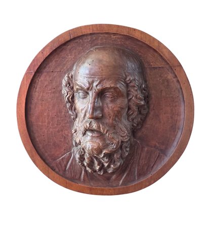 Scultura in legno a basso rilievo, periodo XIX secolo, raffigurante...