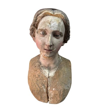 Scultura in legno (policromo) intagliato, periodo XVIII secolo, raffigurante...