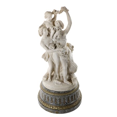 Gruppo scultoreo in marmo - "Cupido con ninfe" Inizi XIX secolo Importante...
