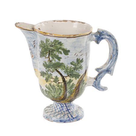 Brocca con paesaggio cm 18.0 x 19.5 Brocca Castelli decorata con paesaggio