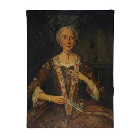 Ritratto di nobildonna - Spagna XVIII secolo Olio su tela raffigurante...