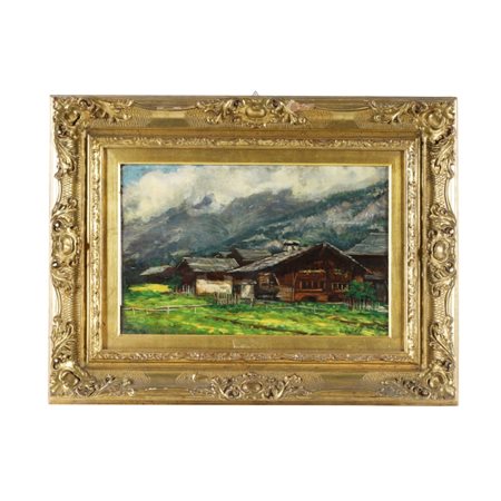 Leonardo Roda (Racconiggi, 1868 - Torino, 1933) Paesaggio di montagna Olio su...