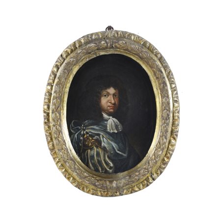 Dipinto nobiluomo olio su rame Fine XVII secolo Dipinto Olio su rame,...