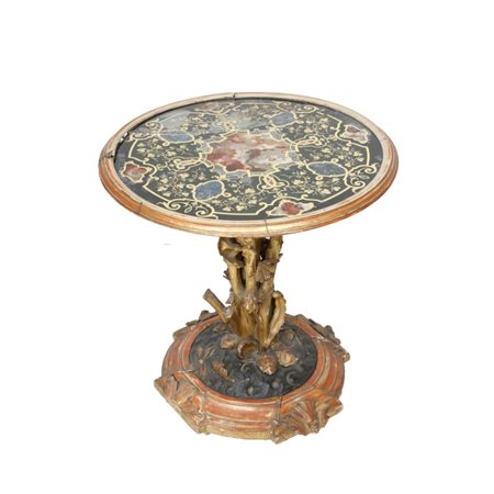 Tavolo da Centro rotondo intagliato e dorato - Genova XIX secolo Tavolo da...