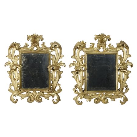 Bella coppia di specchiere a "cartoccio" - Emilia - XVII secolo XVII secolo...