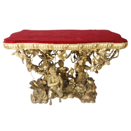 Tavolo da Centro dorato - Napoli Metà XIX secolo Tavolo-consolle da Centro in...