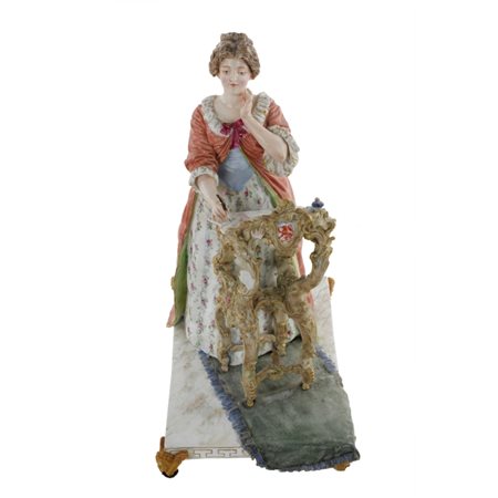 Scultura in porcellana - Donna che legge - Germania Fine XIX secolo Scultura...