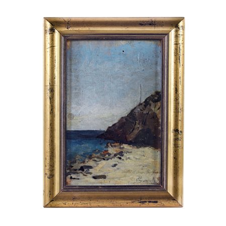 Paesaggio Marino firmato Monticelli Fine XIX secolo Dipinto olio su tela...