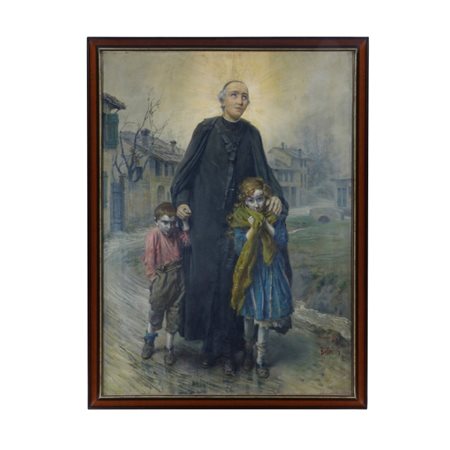 Gaetano Bellei (Modena, 22/01/1857 - Modena, 20/03/1922) Dipinto Don Bosco e...