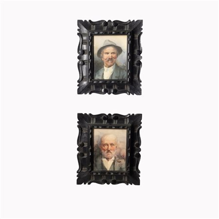 Coppia di ritratti di personaggi maschili Fine XIX secolo inizi XX secolo...