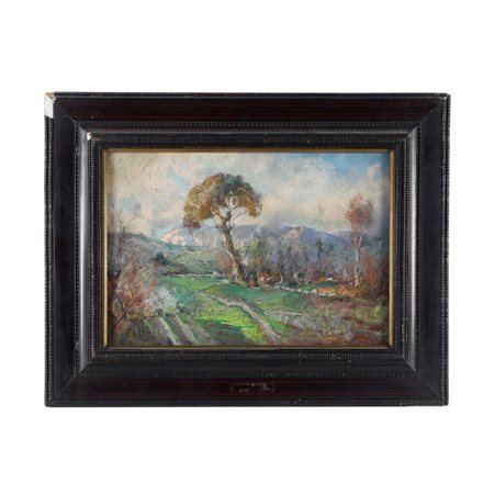 Giuseppe Casciaro (Ortelle, 1863 - Napoli, 1941) Paesaggio Pastello su...