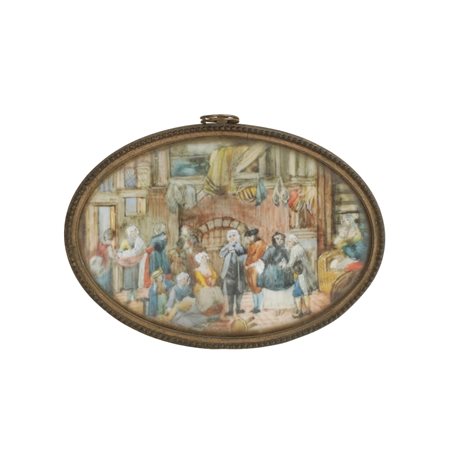 Miniatura su carta XIX secolo cm 5,5 x 7,4 Miniatura su carta di forma ovale...