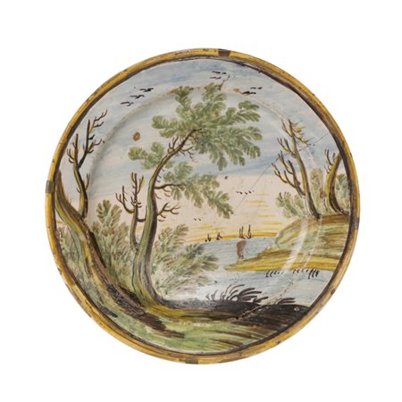 Piatto in ceramica Castelli Fine XIX secolo Ø cm 21.00 Piatto in ceramica...