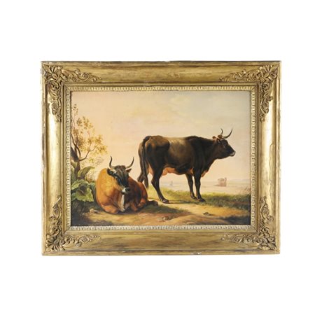 Paesaggio con buoi - Hendrik Voogd - alla maniera di - XIX secolo Olio su...