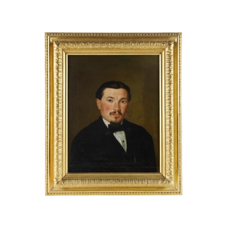 Ritratto di uomo con papillon Fine XIX secolo inizio XX secolo Dipinto olio...