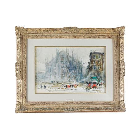 Aldo Raimondi (Roma, 1902 - Milano, 1998) Il Duomo di Milano innevato...