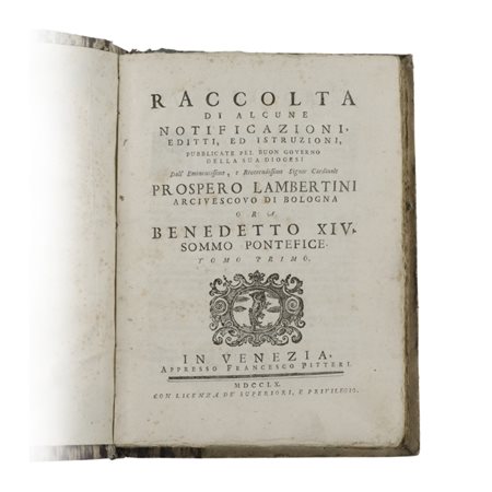 Benedetto XIV (Prospero Lambertini) - Raccolta di Notificazioni (1760) Tomo I...
