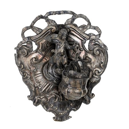 Applique acquasantiera in argento 800- Napoli - XVIII