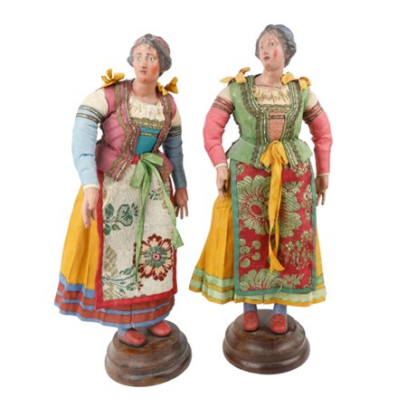 Due giovani donne in abito da festa - Napoli - fine XVIII inizi XIX