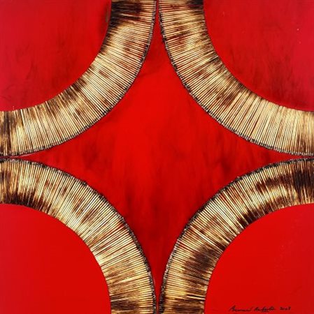 Bernard Aubertin “Dessin de Feu sur table rouge” 2008