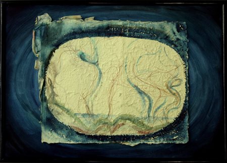 SARA VALMACCO VERCELLI 1976 Maree tecnica mista su carta fatta a mano con...