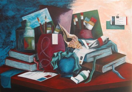 romeo mesisca roma 1944 Composizione 2013 Olio su tela 50x70 Certificato di...