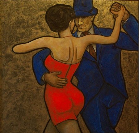 Nunzio Capece Picerno 1954 Milonga 2015 acrilico su masonite 50x50...