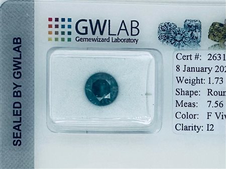 DIAMANTE NATURALE FANCY VERDOGNOLO BLU VIVIDO* 1,73 CT – C51107-8