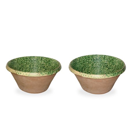 Coppia di lemmi in maiolica di Caltagirone invetriata con decori verdi