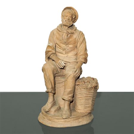 Olindo Scuto (Catlagirone 1921 - 2017)  - Contadino con cesto di frutta