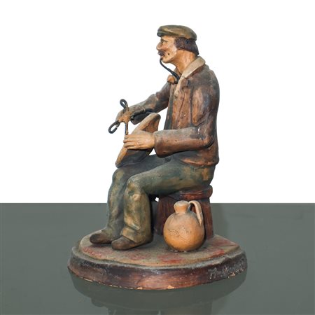 SCULTURA IN TERRACOTTA ARTIGIANATO PALERMITANO: riparatore di piatti, Palermo 20° secolo