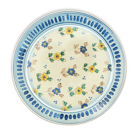 Nicolò Morales Caltagirone (Caltagirone 1973)  - Piatto decorativo in maiolica di Caltagirone con decori floreali